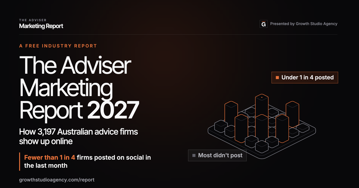 The Adviser Marketing Report 2027 cover: fewer than 1 in 4 advice firms posted on social in the last month